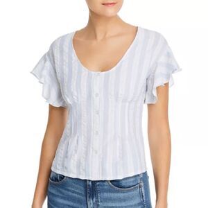 cupcakes and cashmere Brentwood-Stripe Ruffle-Sleeve Blouse